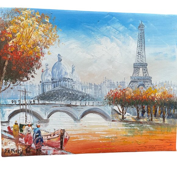 Paris Eiffel Tower Views Painting Oil on Canvas Original Pont Alexandre Bridge - Picture 1 of 5